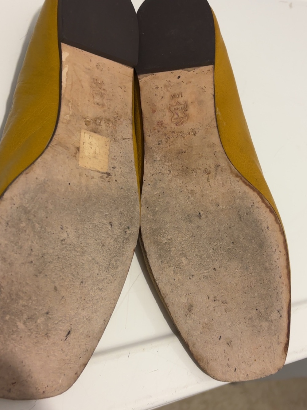 Tory Burch Mustard Yellow Leather Logo Flats - Picture 6 of 6